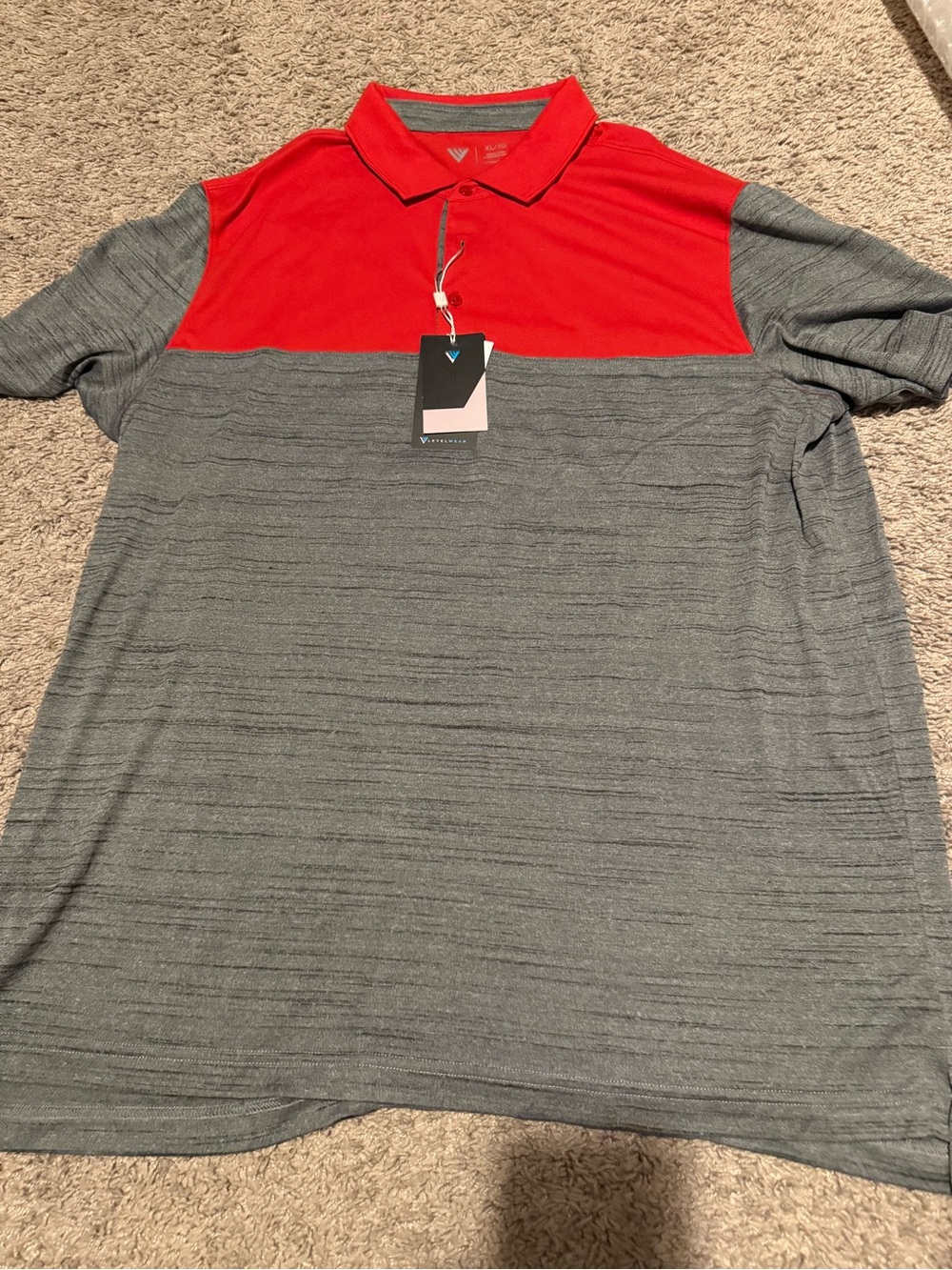 Men's Two-Tone Polo Shirt in Red and Gray